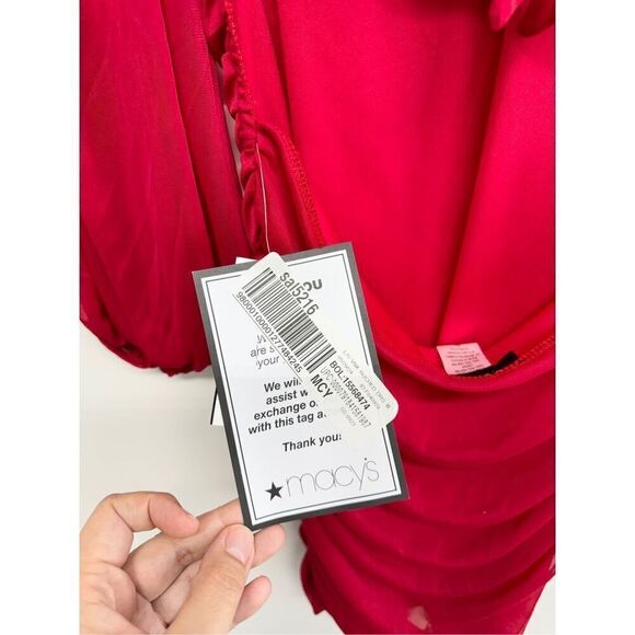 B Darlin Junior’s Ruched Bodycon Dress Size Extra Large Red NEW - Picture 7 of 7